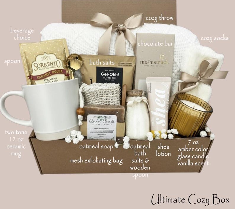 Hug In A Box, Encouragement Gift, Mom Gift Set, Hygee Gift Box, Thinking Of You Box, Cozy Care Package, Self Care Basket, Blanket Gift Box Ultimate Cozy Box