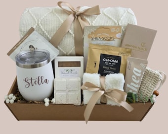 Caja de regalo de cumpleaños para ella, cesta de regalo de spa para mujeres, regalo personalizado de autocuidado, regalo de cumpleaños para la mejor amiga, paquete de cuidado para mujeres