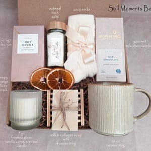 Hug In A Box, Encouragement Gift, Mom Gift Set, Hygee Gift Box, Thinking Of You Box, Cozy Care Package, Self Care Basket, Blanket Gift Box Still Moments Box