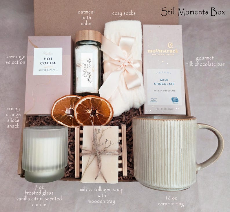 Hug In A Box, Encouragement Gift, Mom Gift Set, Hygee Gift Box, Thinking Of You Box, Cozy Care Package, Self Care Basket, Blanket Gift Box Still Moments Box