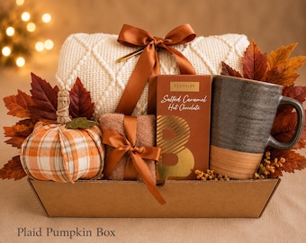 Cozy Autumn Gift Box for Women, Fall Thank You Basket