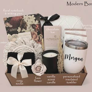 Personalized 21st Birthday Gift Box for Her – Custom Tumbler, Candle & Self Care Set Modern Box