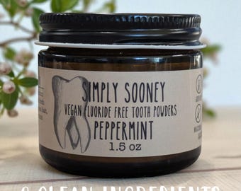 Remineralizing Vegan Fluoride Free Mineral Tooth Powder 1.5oz Organic Ingredients, Hydroxyapatite-Free