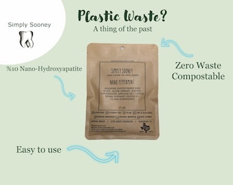 10% Nano-hydroxyapatite Zero Waste Paper Bag, Organic Ingredients Vegan Fluoride Free Tooth Powder Refill