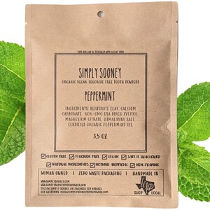 Zero Waste Paper Bag Organic Vegan Fluoride Free Tooth Powder up to 6 MONTH SUPPLY