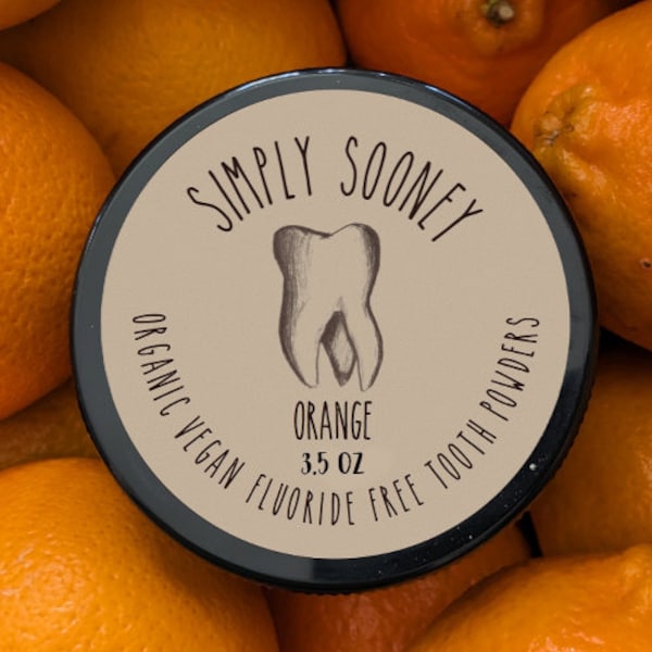 Organic Vegan Fluoride Free Remineralizing Tooth Powder Kid Safe ORANGE Formula