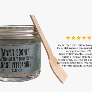 10% Nano-hydroxyapatite Organic Ingredients Vegan Fluoride Free Mineral Tooth Powder 1.5oz image 2
