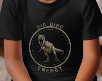 T-Rex Youth Tee, Big Dino Energy, Kids Tshirt, Boys Shirt, Girls Top, Back to School Clothing, realistic dinosaur shirt, t-rex shirt, trex