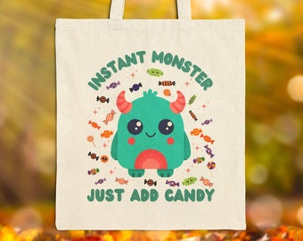 Süßes oder Saures Monster Tasche, wiederverwendbare Halloween Tasche, Monster, Baumwolltasche, Trick or Treat Tasche, Gruselige Einkaufstasche