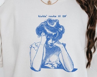 Kickin Rocks til 28, sudadera retro de derechos de las mujeres, jersey de cuello redondo feminista, jersey activista, jersey de igualdad de género, ropa de empoderamiento
