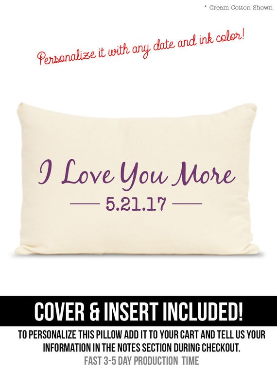 I Love You More With Personalized Date On A Soft Cotton Throw Etsy