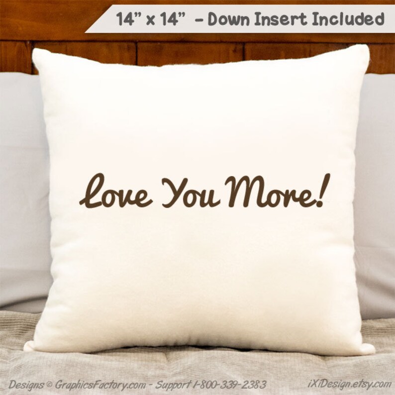 Love You More Cotton Pillow Home Decor Cotton Throw Pillow Etsy