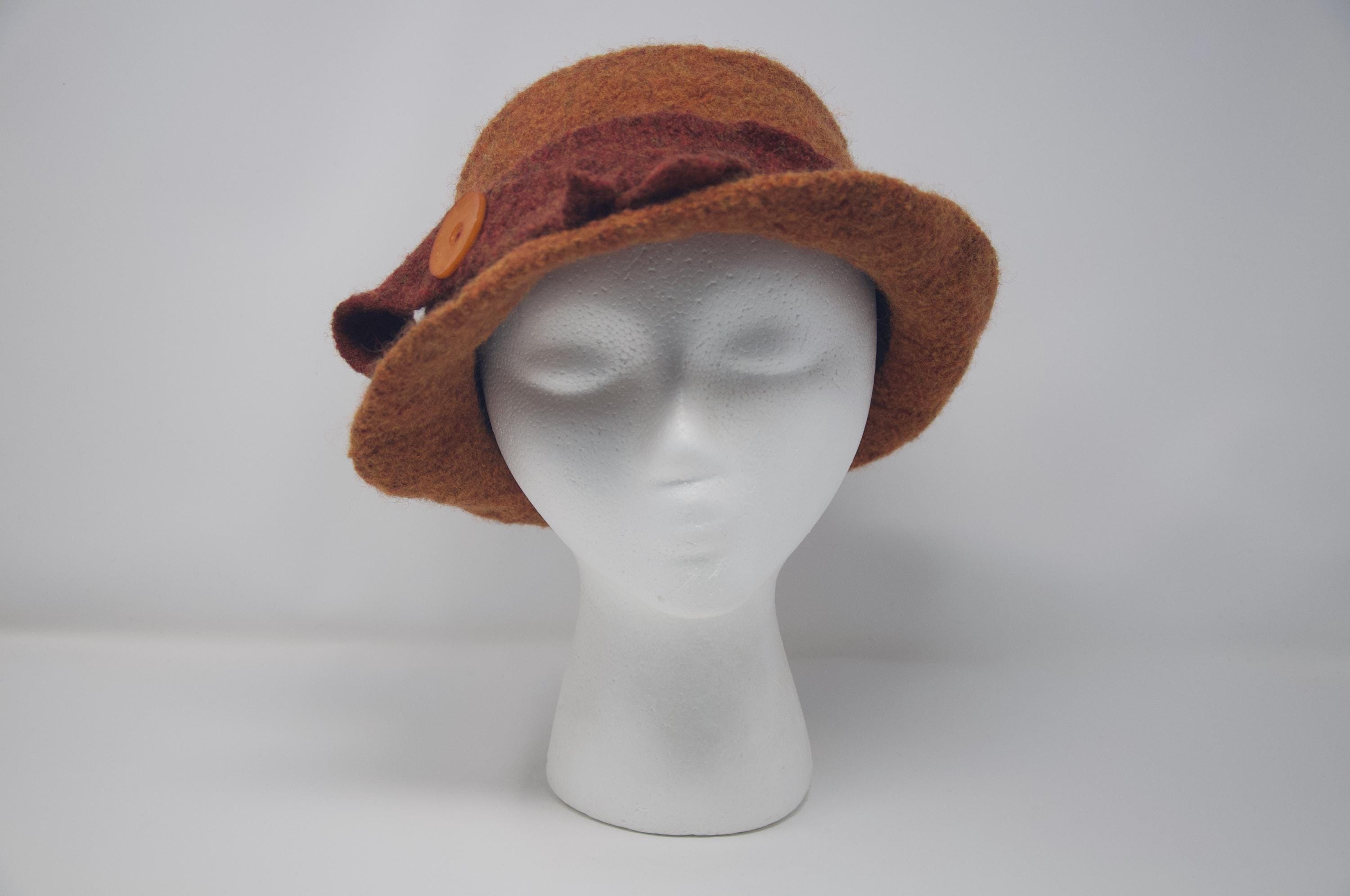 Vintage 1940\'s Millinery Burnt Orange and Cream Velvet and Rhinestone Floral Hat Church Orange Vintage Hats for Women for sale | eBay main image 4