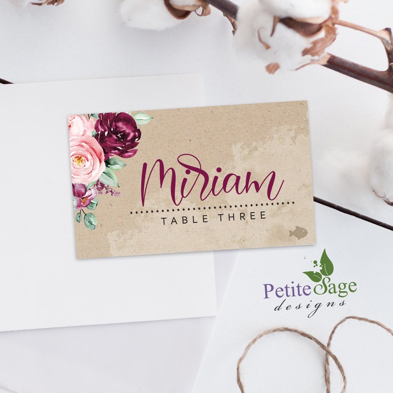 Kraft Paper Seating Place Cards Editable Wedding Table Place - Etsy