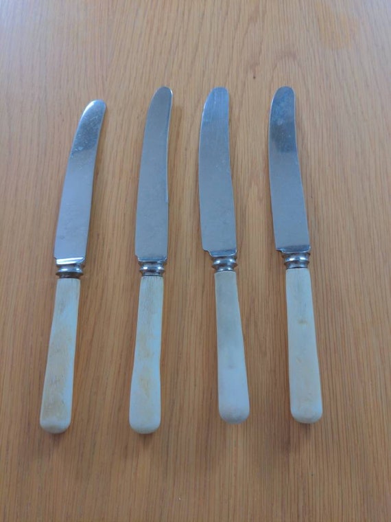 Vintage Mixed Set of 4 Bone Handled Knives