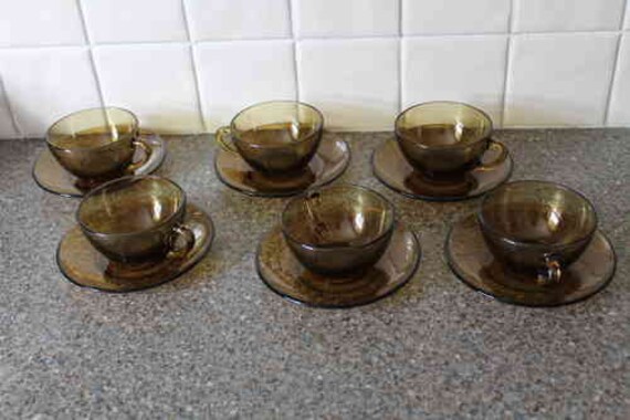 French Arcoroc Tea Cups and Saucers