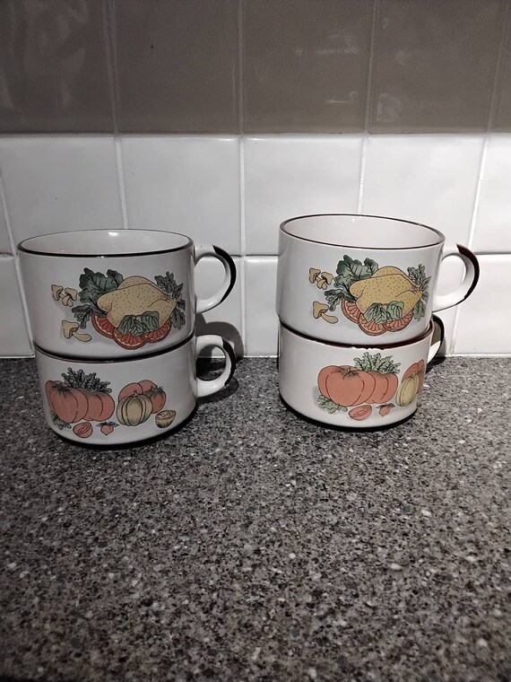 Retro Set of 4 Soup Mugs