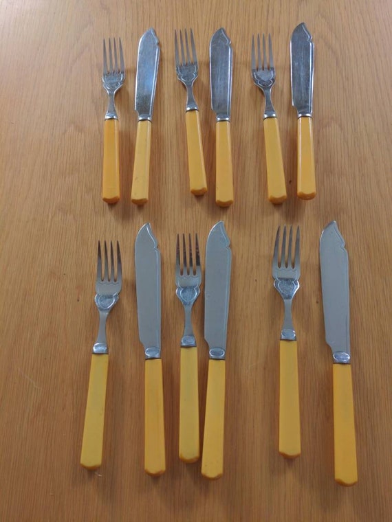 Vintage Set of 6 Fish Knives and Forks
