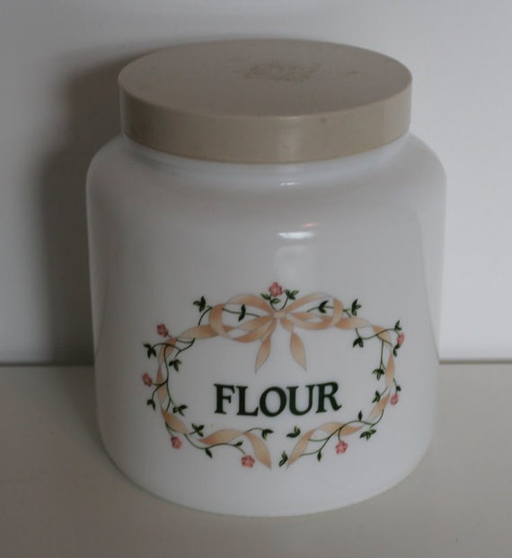Eternal Beau 80s Opaque Glass Flour Jar Canister