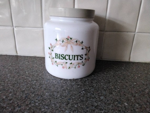 Eternal Beau 80s Opaque Glass Jar Canister Biscuits