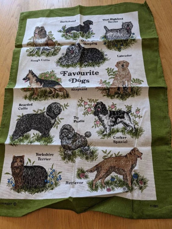 Favourite Dogs Vintage Tea Towel