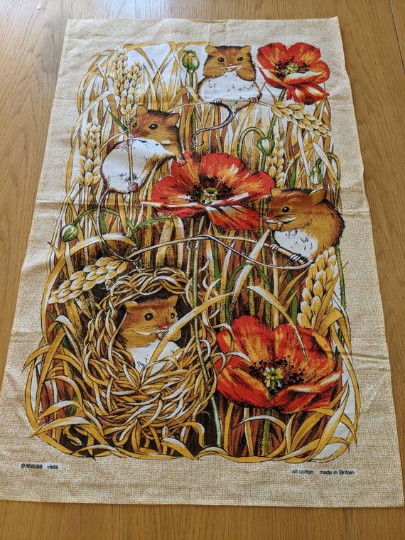Vintage Retro Harvest Mouse Tea Towel
