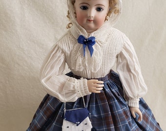 PDF PATTERN 1860s Bonnet & Purse for 14-16" dolls  antique reproduction French fashion accessories