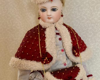 PDF PATTERN Quilted Silk Winter Set for 16-18" dolls antique reproduction French Fashion dolls