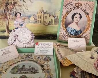 PDF Mini "Queen Victoria" Boxed Paper Dolls 19th c antique style craft accessory