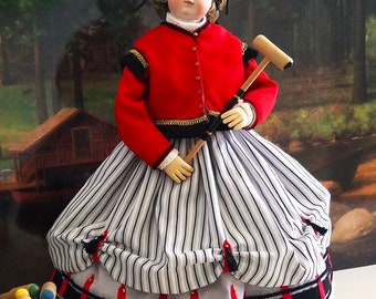 PAPER PATTERN  "Young Lady's Croquet Ensemble" jacket & skirt 15" doll Huret antique reproduction