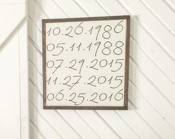 Wall hanging / Modern wall decor / Room decor idea / Important date art wood sign wood sign / typography important dates / family birthdates
