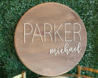 Round name sign / Personalized name laser cut round sign / Custom wall hanging / Laser cut name sign / bedroom wood sign