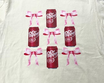 Dr Pepper tshirt or dtf print / Soft Drink apparel / Coquette Preppy Tshirt / Soda Pop print / Bows Comfort Colors Tshirt