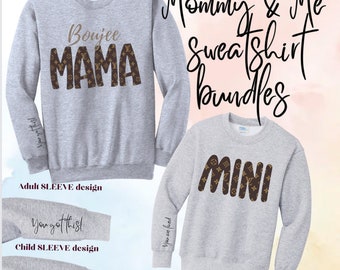 Boujee Mama and Mini smilie face bundle Sweatshirt set / Birthday Gift for Mom / Mothers Day Gift / New Mom Gift / Mommy and Me
