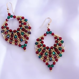 Patrón de abalorios para pendientes Aylen, cristal Swarovski, cuentas de semillas (PDF)