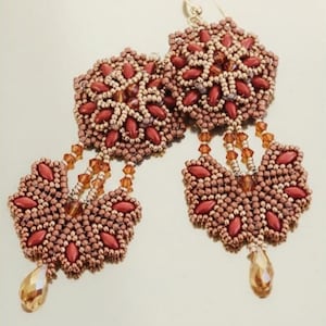 Zenithia Earrings, Beaded PDF Pattern, Delica Swarovski Superduo