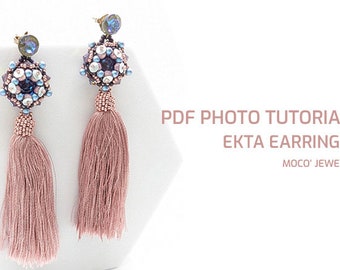 Photo Tutorial ENG-ITA ,DIY Earrings,Ekta earrings,PDf Pattern  (with purecrystal,pearls and seed beads)