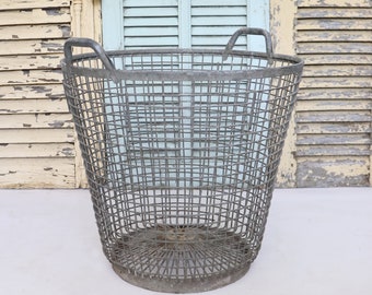 Vintage Large Metal Belgian Potato Basket - 3 Available - storage basket - metal basket - industrial basket