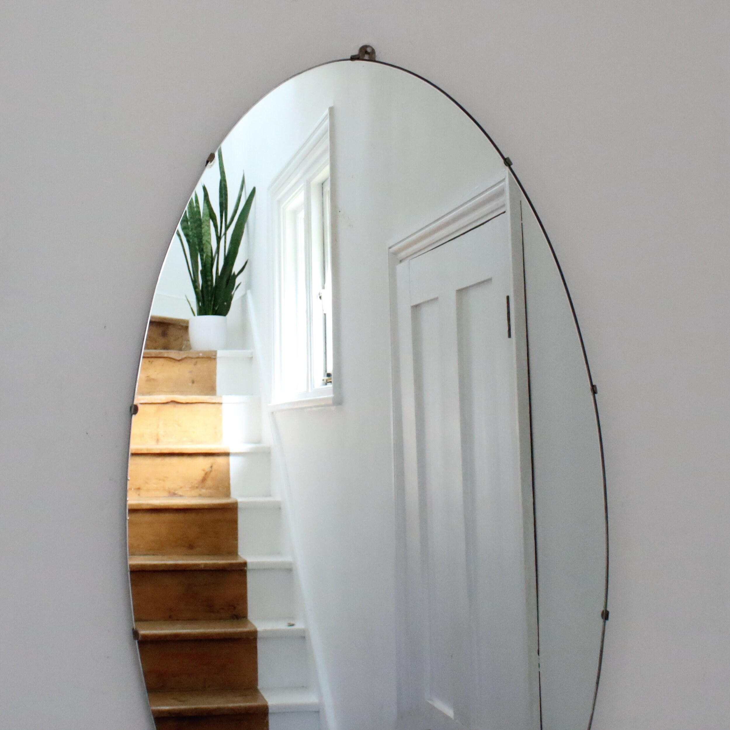 Extra large vintage oval frameless mirror 96cm x 51cm Etsy