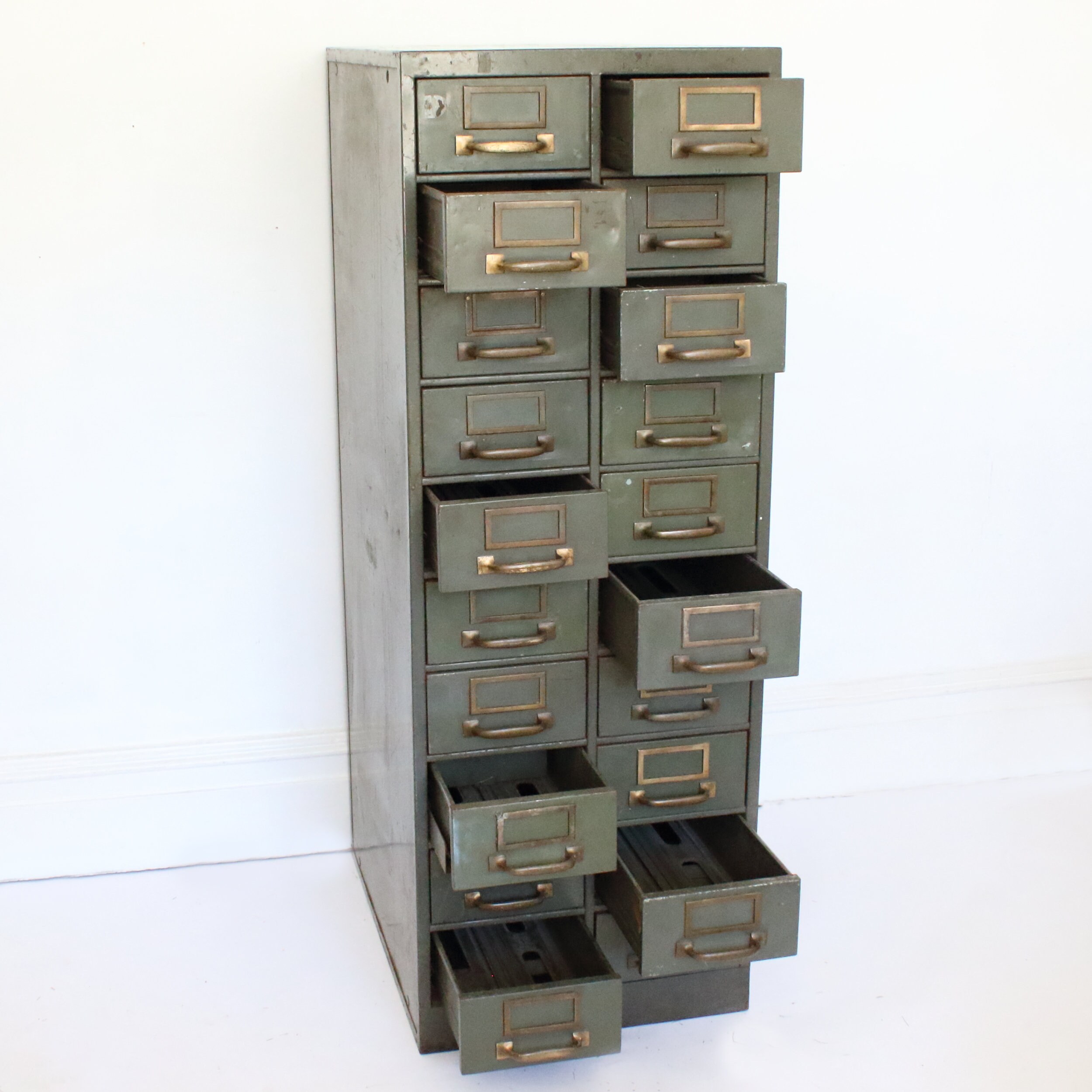 Large green steel 20 drawer filing Etsy