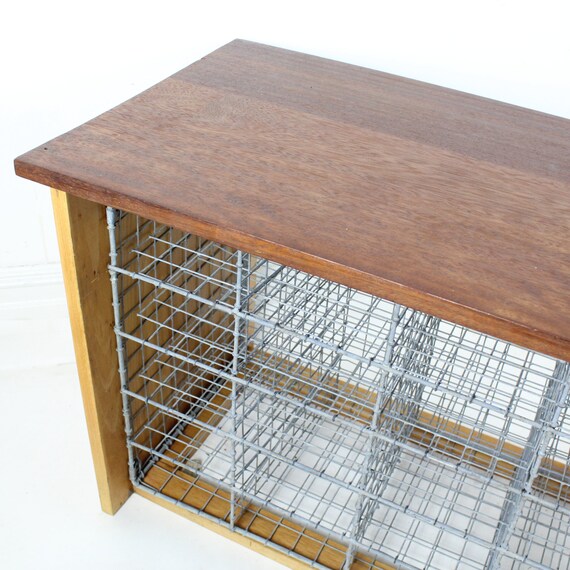 Large Mid Century School Gym Bench With Shoe Storage Etsy