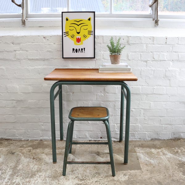 Lovely Vintage French School desk And Stool