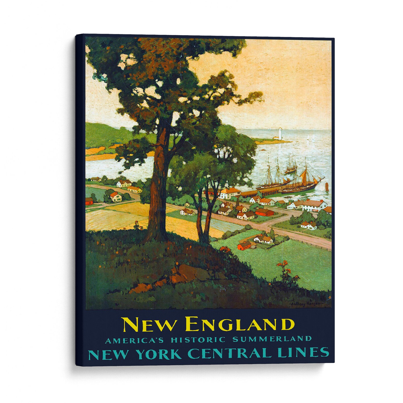 New England Travel Poster New England Art New England Wall Etsy