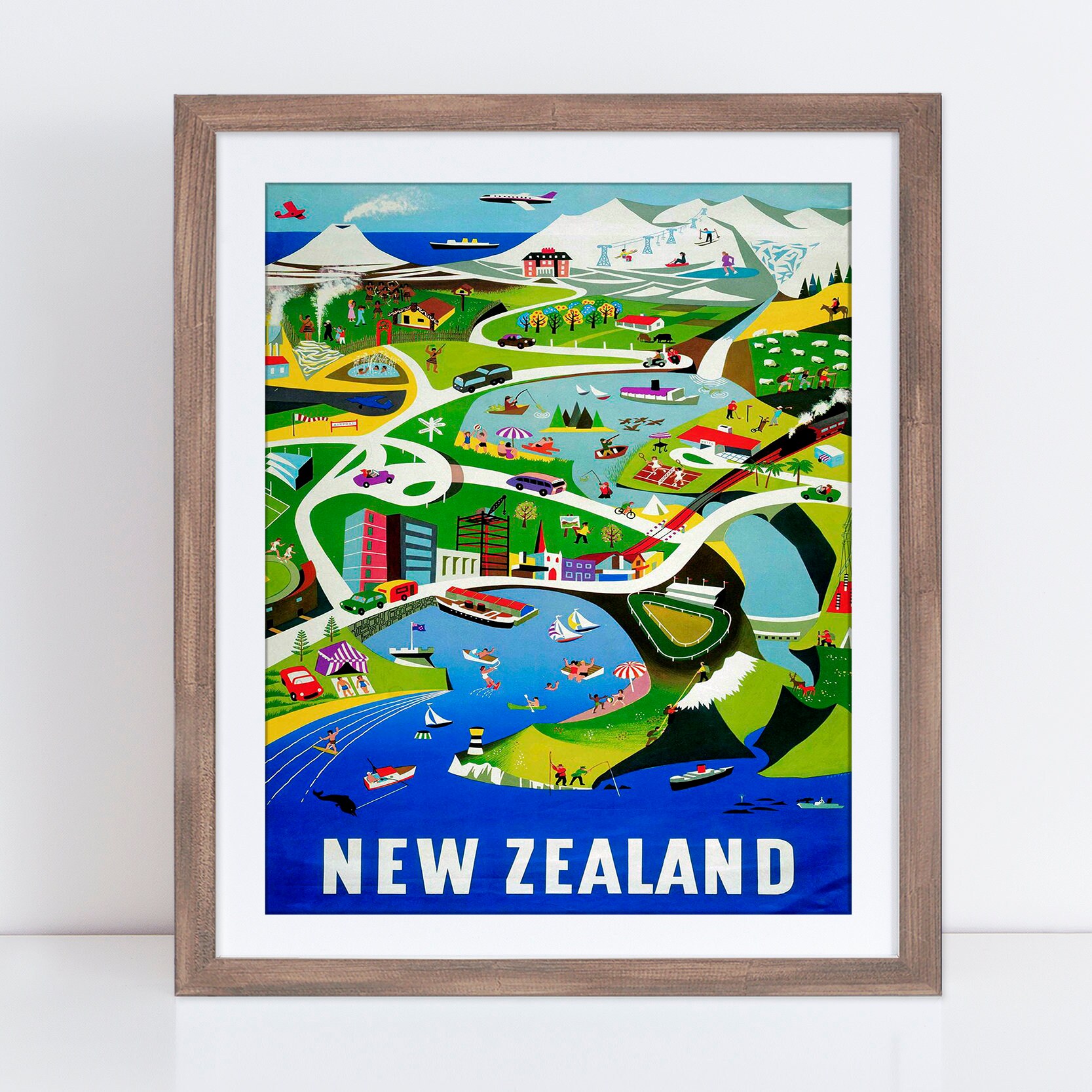 New Zealand Travel Poster New Zealand Art New Zealand Etsy