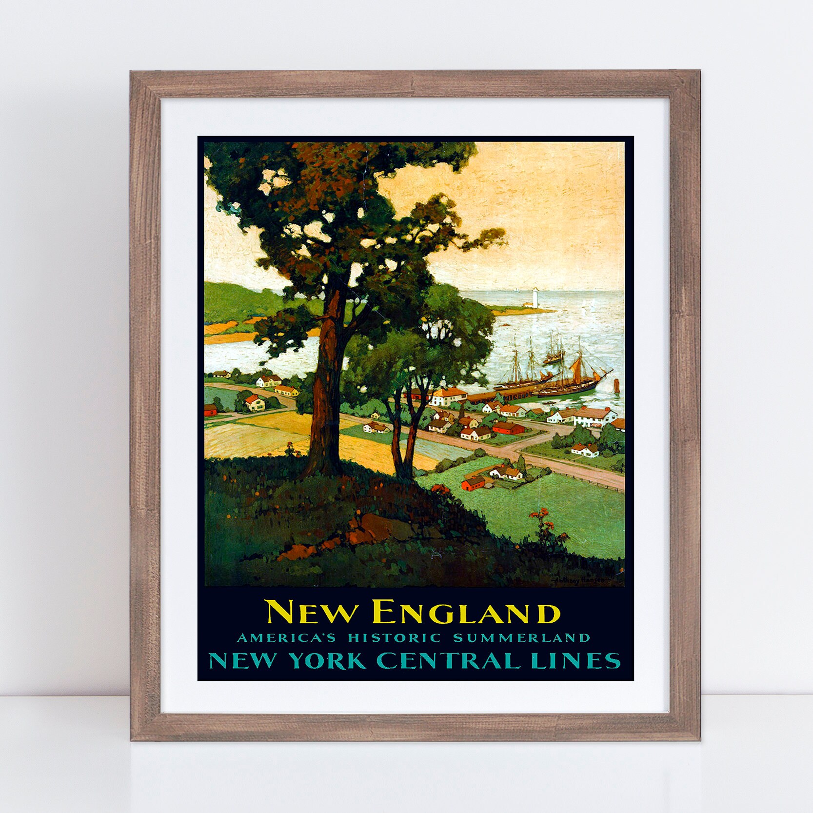 New England Travel Poster New England Art New England Wall Etsy