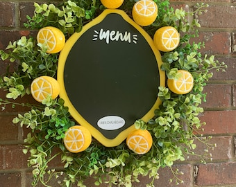 Citrus Wreath, Lemon Decor, Kitchen Wreath, Menu sign, Lemon Wreath