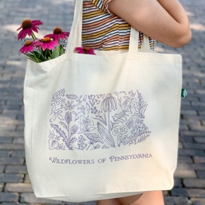 Wildflowers of Pennsylvania/Tote Bag/Organic Cotton/Handprinted