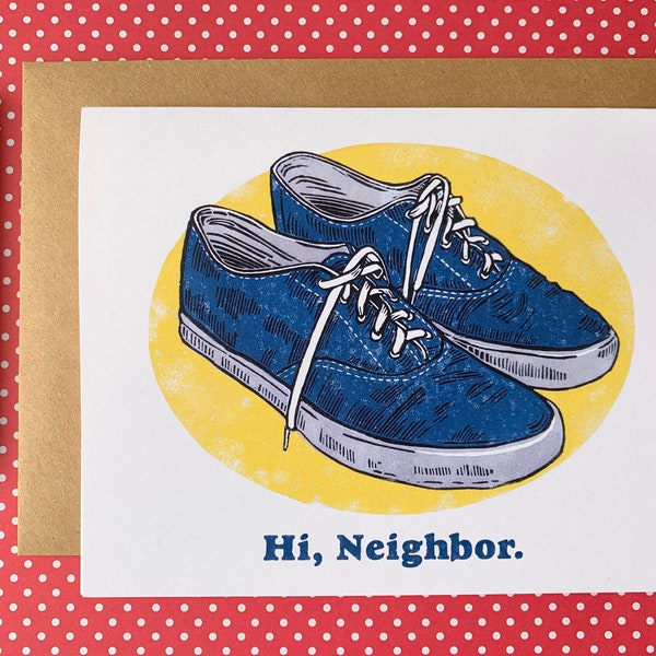 Hi Neighbor / Mister Rogers Sneakers / Greeting Card / Recycled