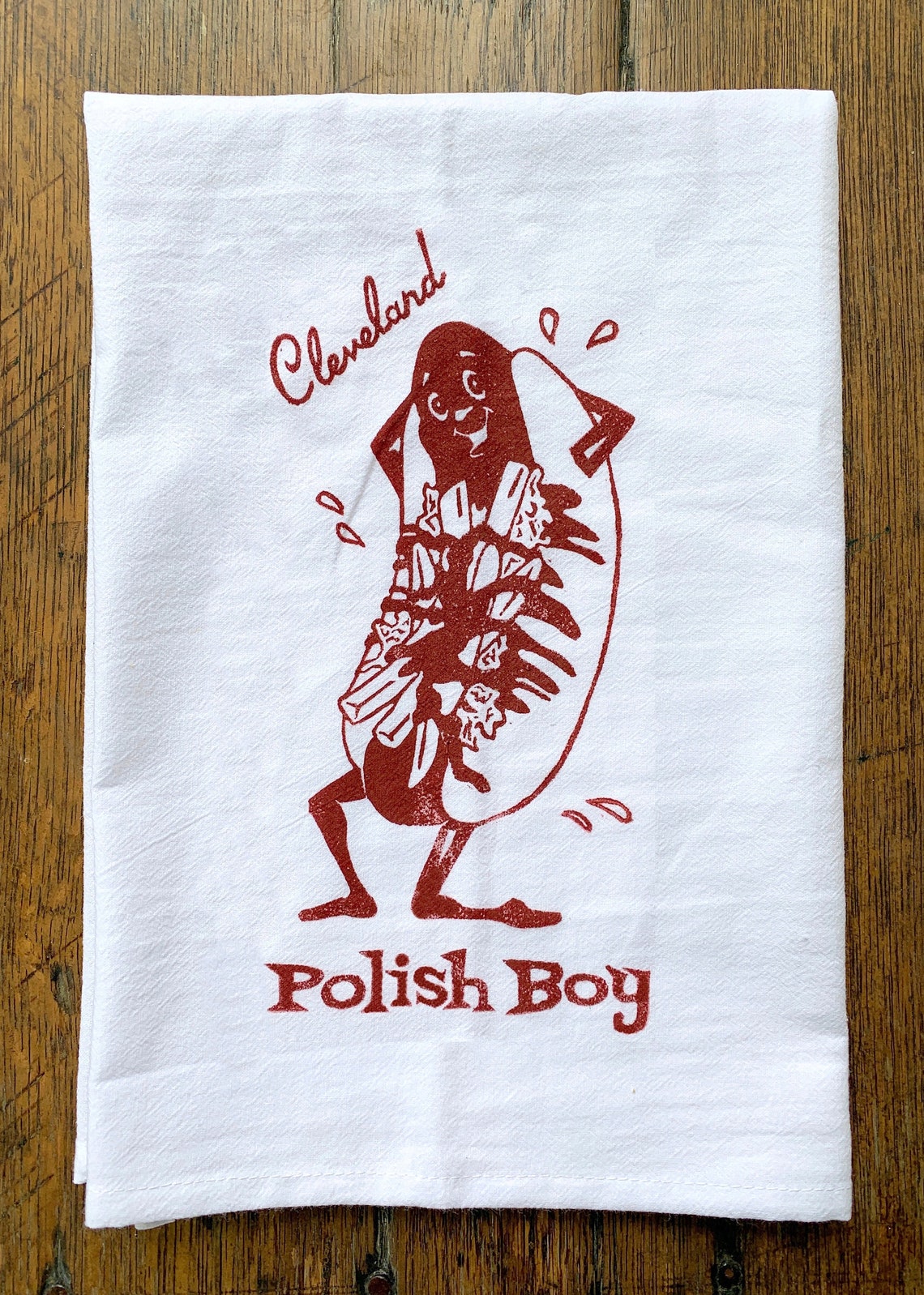 Cleveland Polish Boy Napkin / Kitchen Towel / 100 Cotton / Etsy