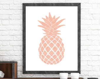 Coral Art, Pink Pineapple, Print Art, Girls Wall Art, Print Download, Pink Decor, Baby Girl Art, Girl Nursery Decor, Instant Download